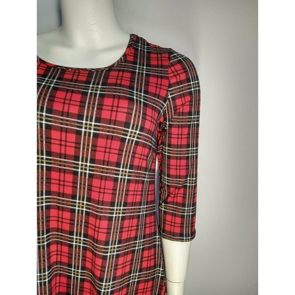 Holiday Christmas cheer plaid tunic Dress Plus sizes 1X-2X-3X - Picture 3 of 10